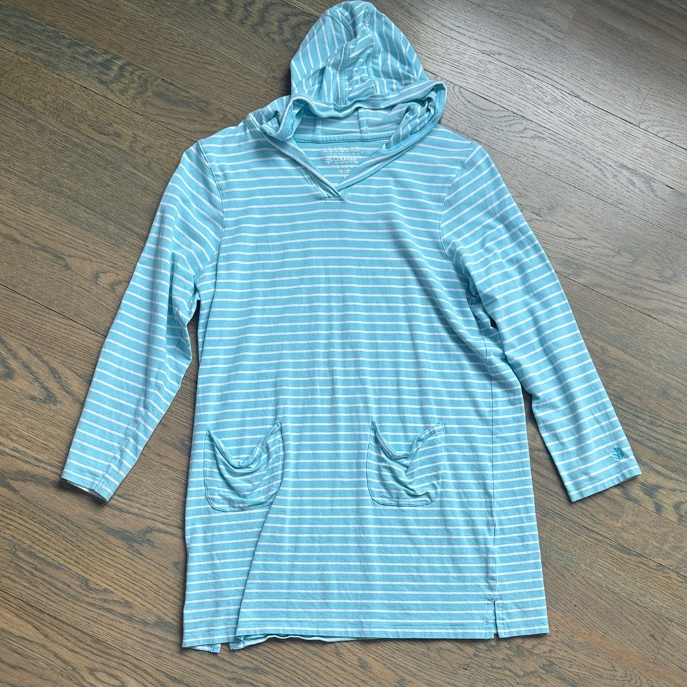 Coolibar Blue Striped Kids Swim Cover-Up